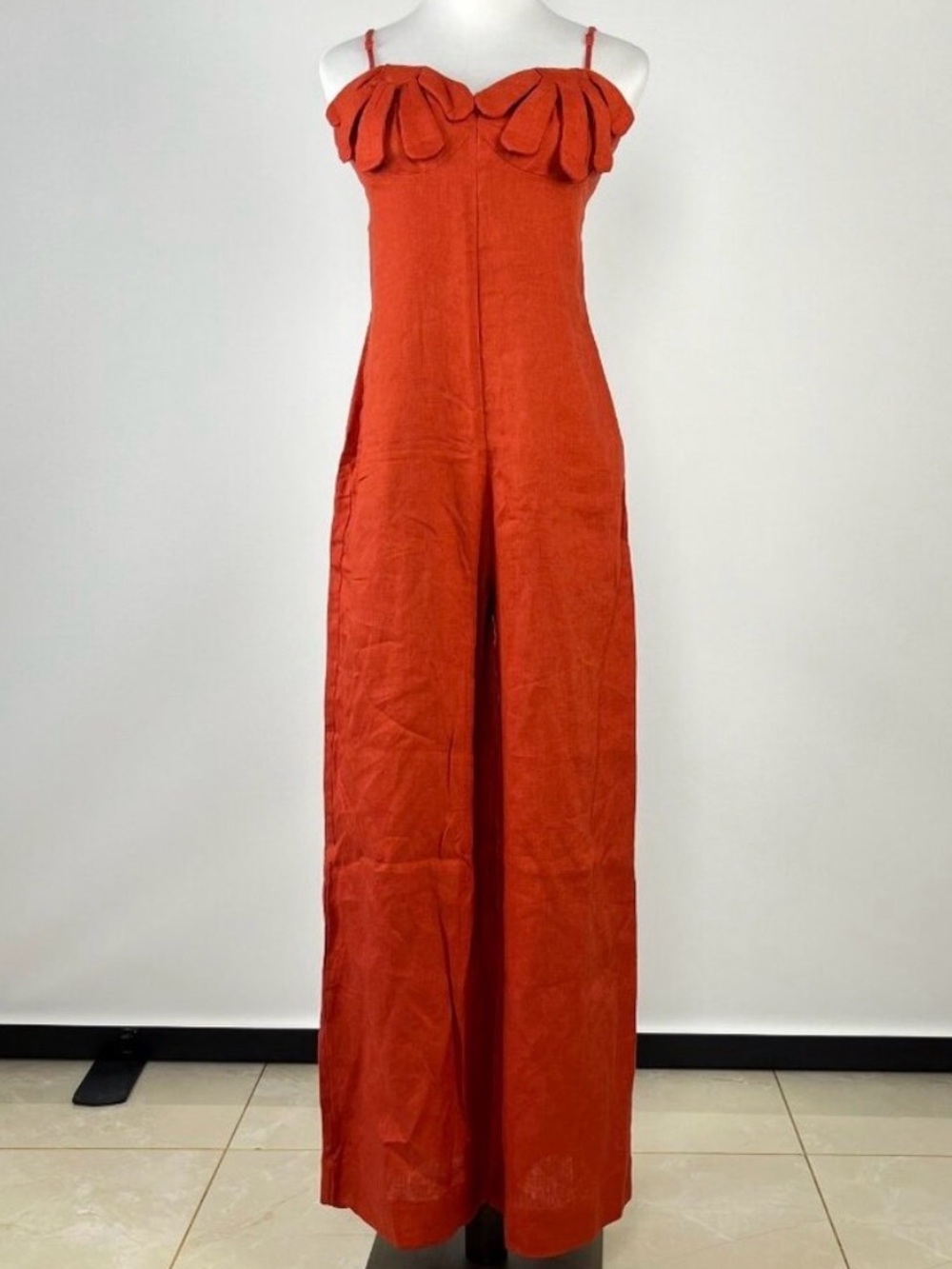 FARM Rio Red Ruffled Bust Wide-Leg Jumpsuit - Picture 5 of 11